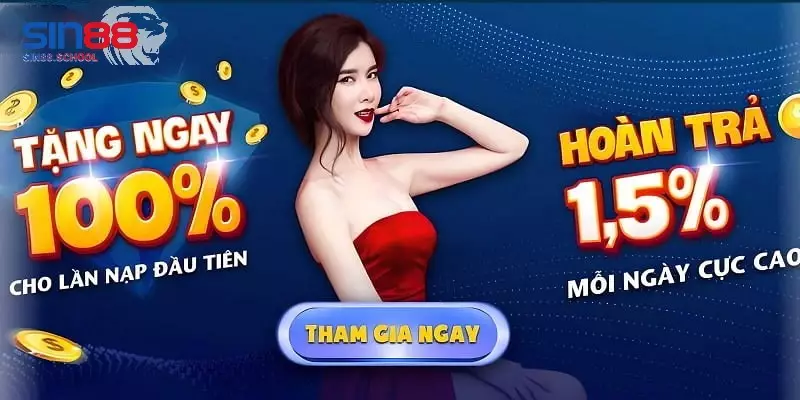 Khuyến mãi Sin88 hoàn trả tiền nạp 1.5%