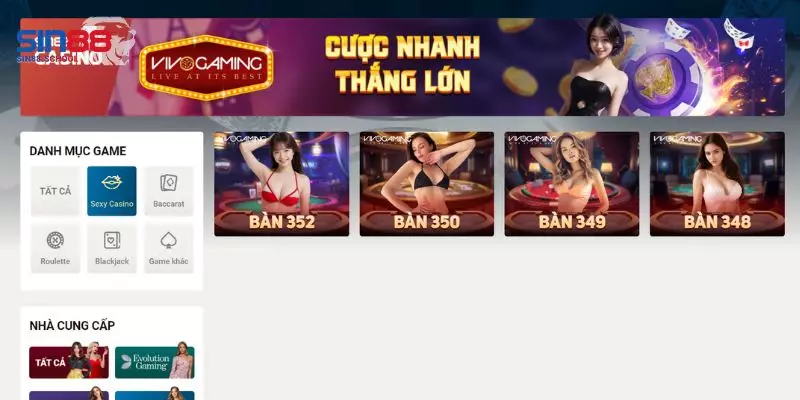 Live Casino Sin88 hấp dẫn, chuẩn quốc tế