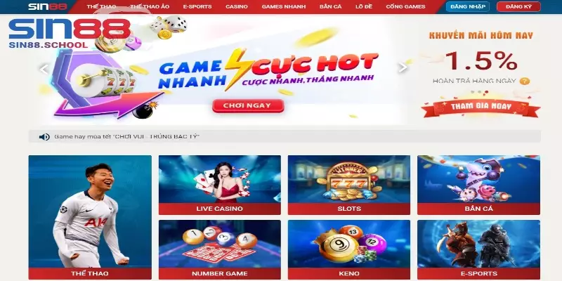 Nhà cái sin88 cung cấp đa dạng các tựa game cá cược khác nhau